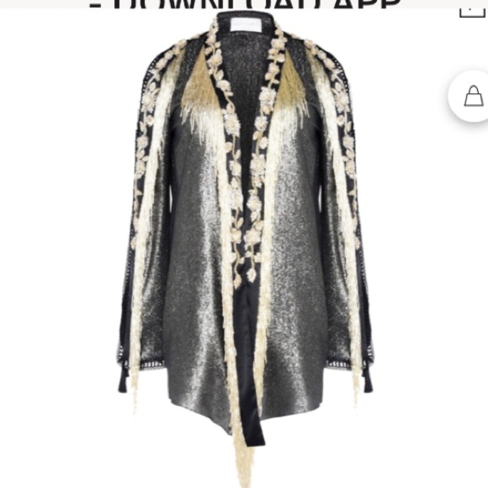 Brand New Ablerta Ferretti Silver Cape Blazer Coat